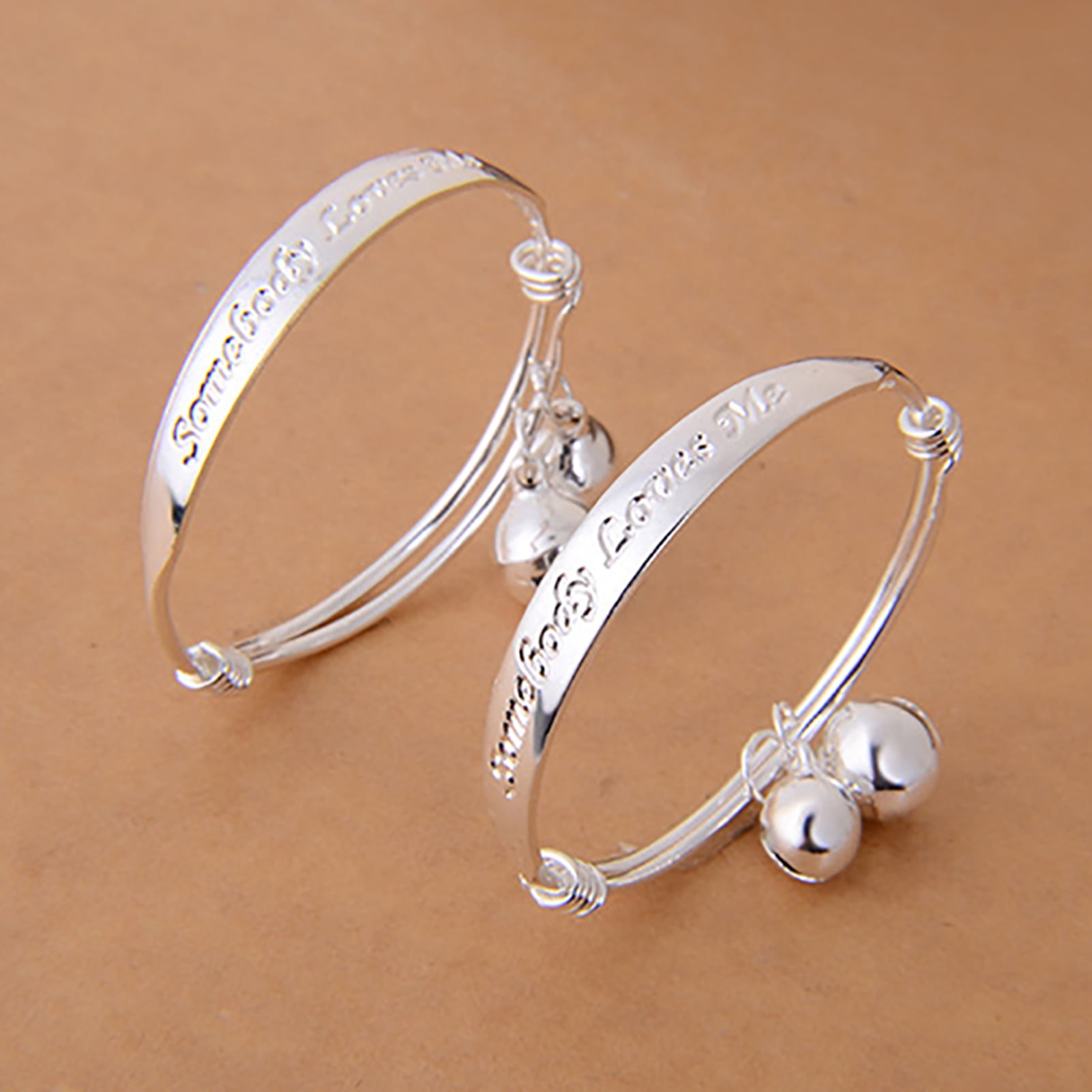 Demete Baby Charm Bracelet Silver Plated Double Bells Infant