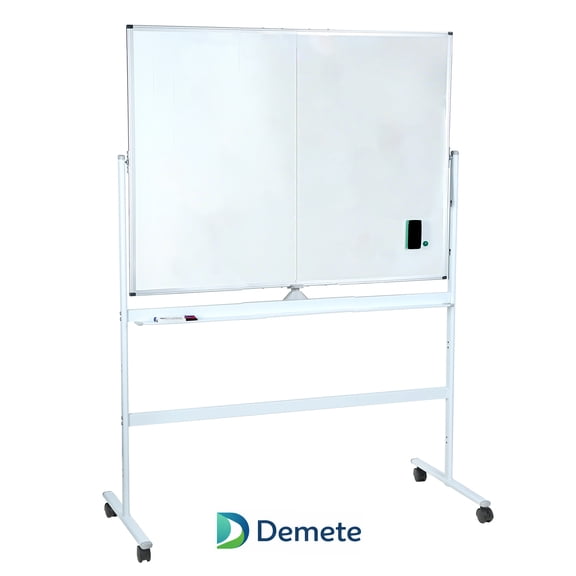 Demete Rolling Whiteboard Double Sided Magnetic Adjustable Height with Wheels 49.61 Inch