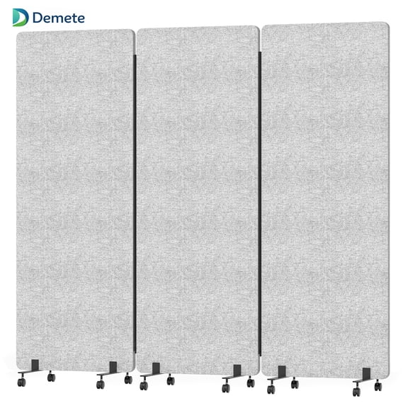 Demete Soundproof Room Divider with Wheels 3 Panel Freestanding Privacy Screen