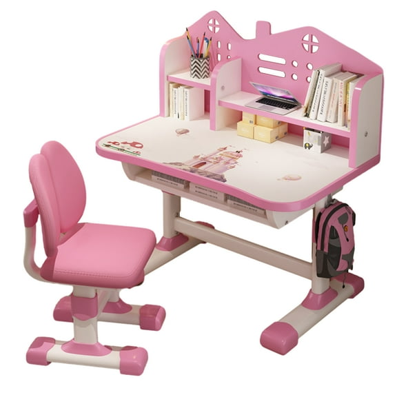 Demete Study Desk and Chair Set Ergonomic Adjustable Kids Cartoon 41.37" x 28.57" x 19.11"