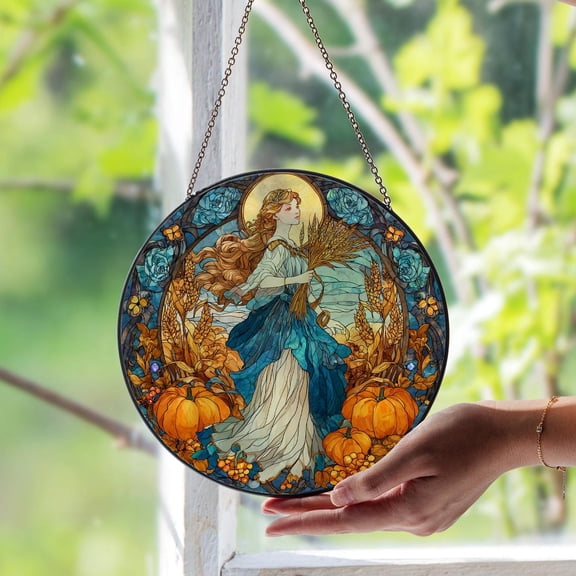 Demeter Glass Suncatcher, Greek Goddess Mythology Window Art, 3.5 in
