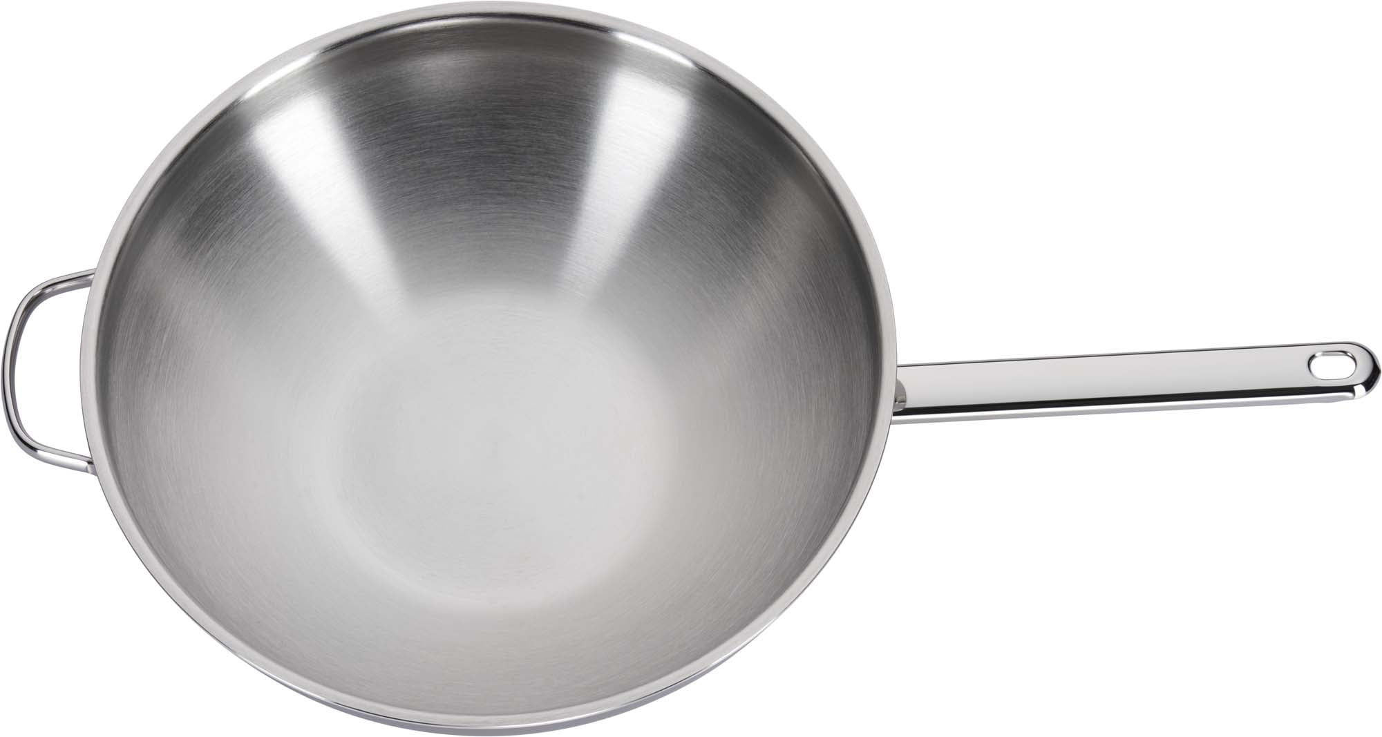 Demeyere 3.7-qt Stainless Steel Flat Bottom Wok with Helper Handle 