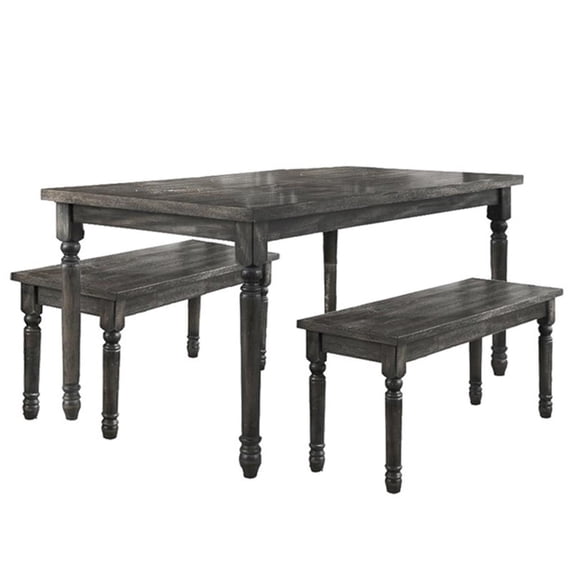 Demi 3-Piece Weathered Gray Wood Dining Set