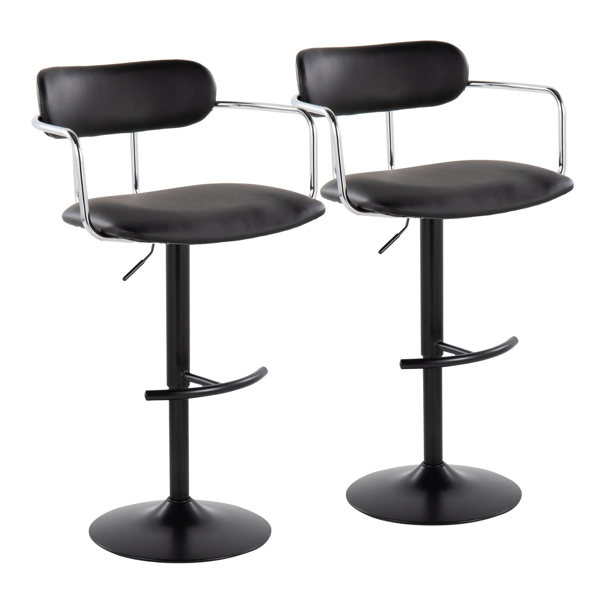 Black Adjustable Swivel Metal Bar Stool Set