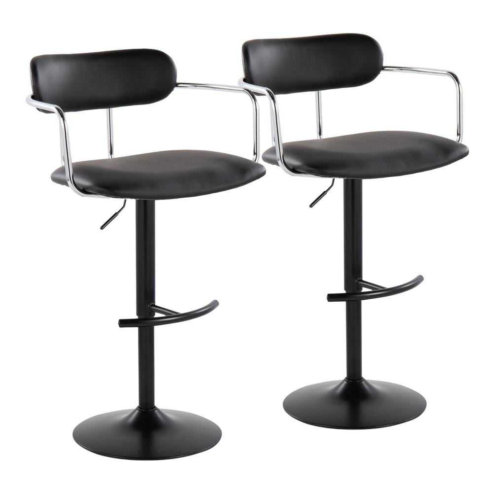 Black Adjustable Swivel Metal Bar Stool Set