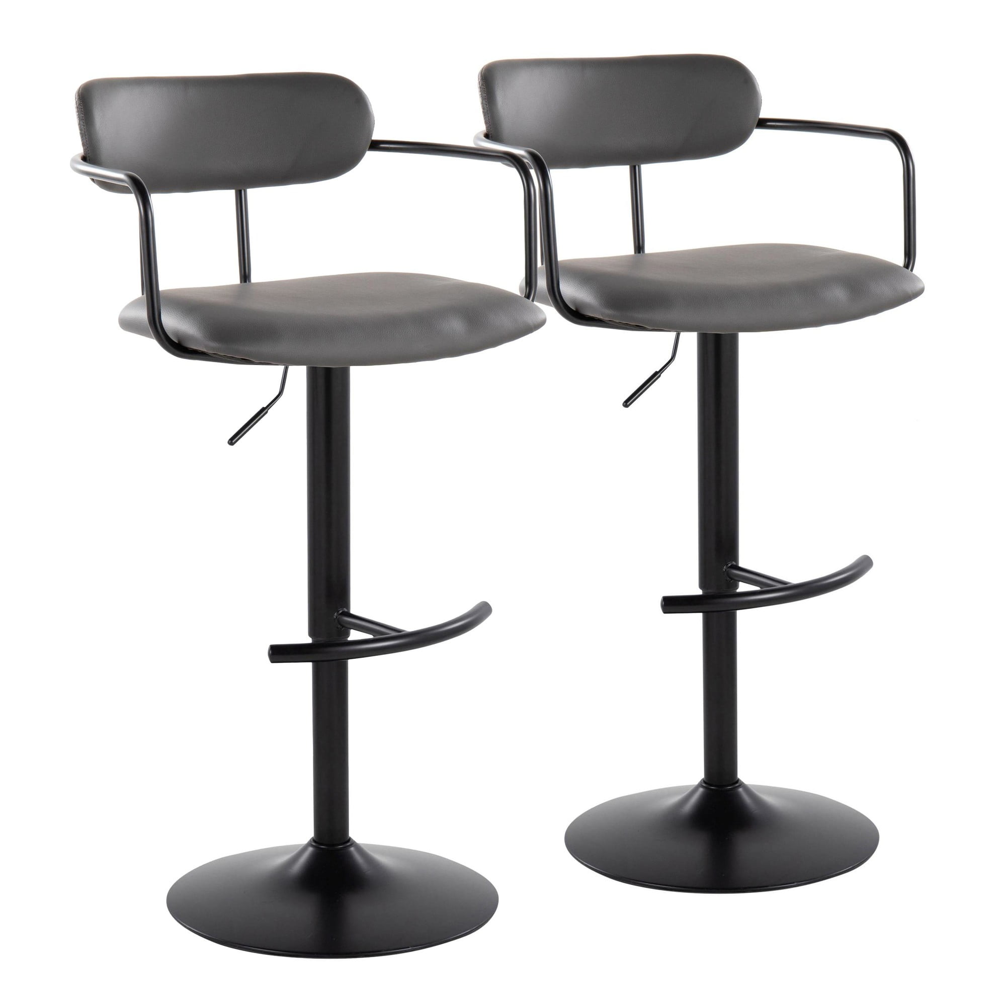 Gray Adjustable Swivel Bar Stools with Metal Frame