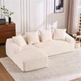 thumbnail image 1 of Demi Bonn 101" Corduroy Compression Sofa with Chaise Lounge, 3-Seater Couch with Full Sponge Cushion & 4 Pillows, Ideal for Living Room, White, 1 of 1