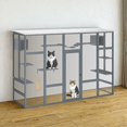 thumbnail image 1 of Demi Bonn 104" Wooden Cat House Outdoor Catio Kitty Enclosure with Super Large Enter Door, Cat Cage Condo Playpen with 6 Jumping Platforms, 2 Cat Condos, Gray, 1 of 14