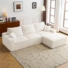 Demi Bonn 110" Ultra-Soft L-Shaped Sectional Sofa, Full-Compression 3-Seater Cloud Couch with Out Chaise, Modular Deep Seat, No Assembly Required, Beige