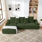 Demi Bonn 110"x67" Velvet L-Shape Sectional Sofa, Modern Upholstered Modular Couch for Living Room/Bedroom Furniture, Green