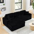 Demi Bonn 111" L Shaped Modular Sectional Sofa, Modern Corduroy Couch with Comfy Left Seat, Unfolds into Bed for Living Room, Black