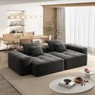 Demi Bonn 113" Modular Sectional Sofa with 2 Chaise Lounges & 4 Pillows Included, Chenille Fabric Soft Cushions Couch for Living Room, No Assembly Needed, Black