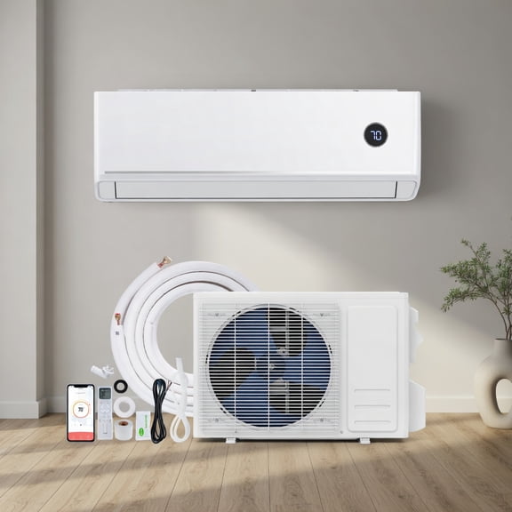 Demi Bonn 12000 BTU Mini Split Air Conditioner and Heater 18.1 SEER2 R32 Refrigerant, 208 230V Inverter System with Alexa and WiFi Control, 600 Sq Ft Coverage, Ultra-Quiet 23 dB Operation, White
