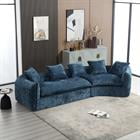 Demi Bonn 125" Modern Modular U-Shaped Sectional Sofa, Spacious 5-Seat Chenille Fabric Couch with Plush Pillows for Living Room, Minimalist Cloud-Style, Blue