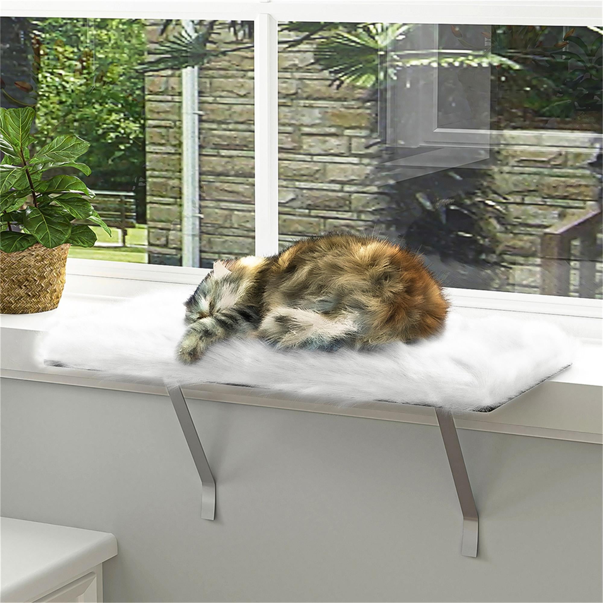 resenkos 13" Cat Window Perch Bed and Cat Hammock for Indoor Kitty Cat Nest Perch, White