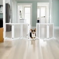 thumbnail image 1 of Demi Bonn 144" Freestanding Dog Gate, Folding Pet Playpen Puppy Safety Fence, Wood Dog Playpen with 4 Support for Stairs, White, 1 of 8