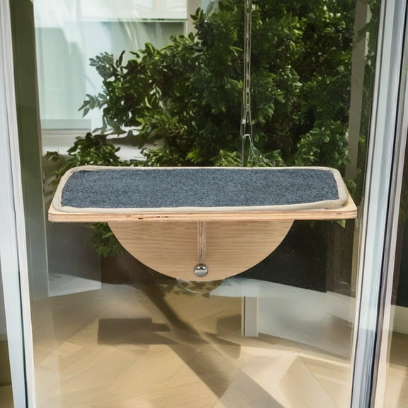 Demi Bonn 15" Cat Window Perch Cat Hammock for Indoor Large Cats, Kittens Resting Seat Safety Sturdy Cat Nest Bed, Beige