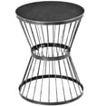 thumbnail image 1 of Demi Bonn 15" Steel Outdoor Side Table, Hourglass Design End Table for Patio & Indoor Use, Garden Accent Table, Black, 1 of 11