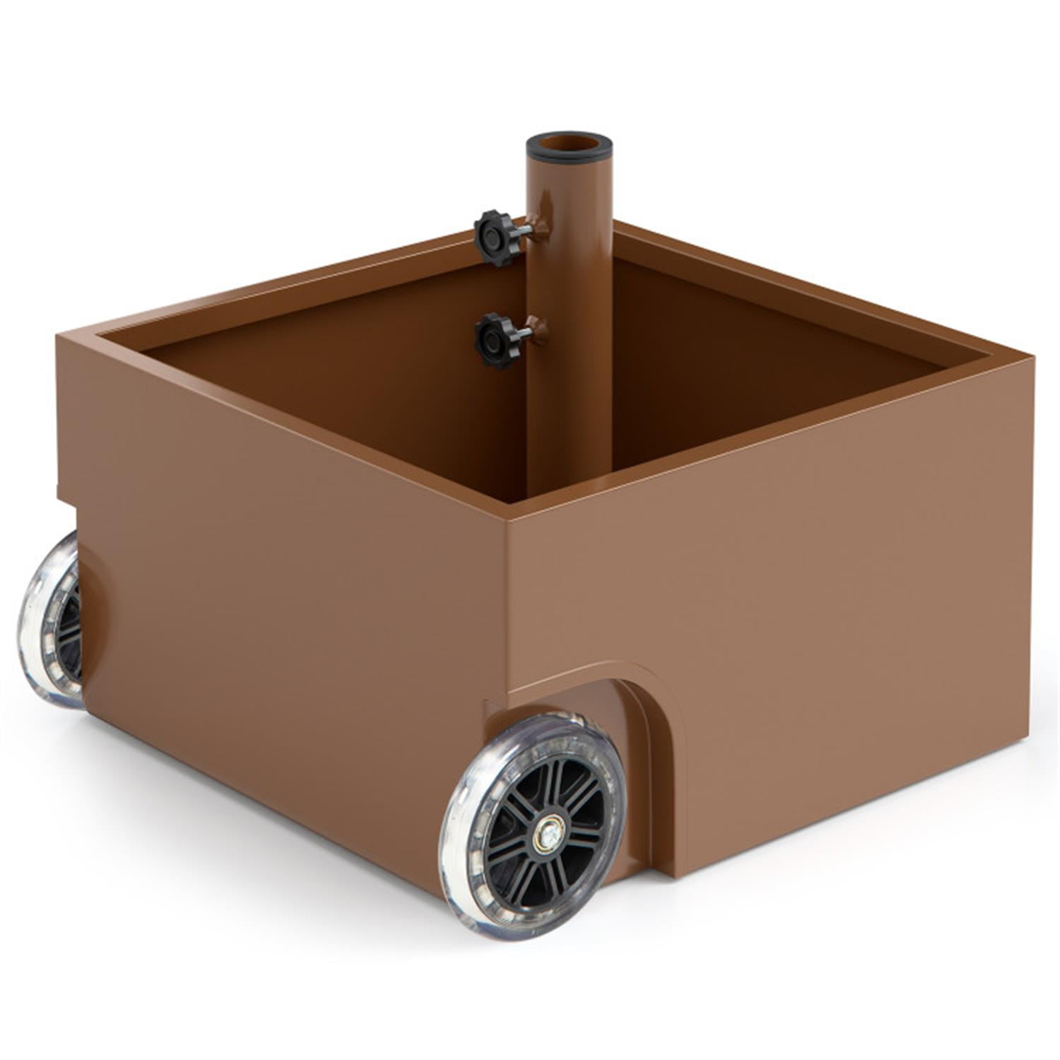dwth37ub 86 lbs brown patio umbrella base with hidden wheels Yaheetech 9FT Sunshade 26.5lb Outdoor Table Sunshade w/Push Button Tilt, Crank and Sturdy Ribs, Patio Umbrella with Base Included for Garden, Deck, Backyard and Pool- to solution for enjoying the outdoors without the suns glare Demi Bonn All Umbrella Bases