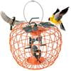 Kadyn 16" Metal Hanging Bird Feeder with Cage and 4 Metal Ports, Squirrel-proof Wild Bird Feeder for Outdoors, Orange