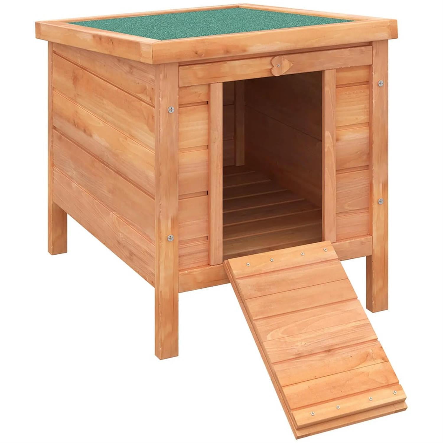 Kadyn 17" Wooden Rabbit Hutch with Openable & Waterproof Roof, Outdoor Bunny Cage for Cats, Bunnies, Guinea Pigs, Orange