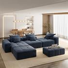 Demi Bonn 184" Oversized Modular Sofa with 6 Pillows Included, Sparkling Chenille Fabric DIY Tufted Sectional Couch for Living Room, No Assembly Needed, Blue