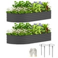 thumbnail image 1 of Demi Bonn 2-Piece Raised Garden Beds, Outdoor Metal Stakes, Large 7'x3' Garden Boxes for Vegetable Planting, Gray, 1 of 11