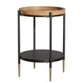 thumbnail image 1 of Demi Bonn 2-Tier Round End Table - Solid Wood Tabletop + Metal Frame, Industrial Vintage Style, Dual-Level Storage & Display, for Living Room/Bedroom, Rustic Brown & Black, 1 of 5