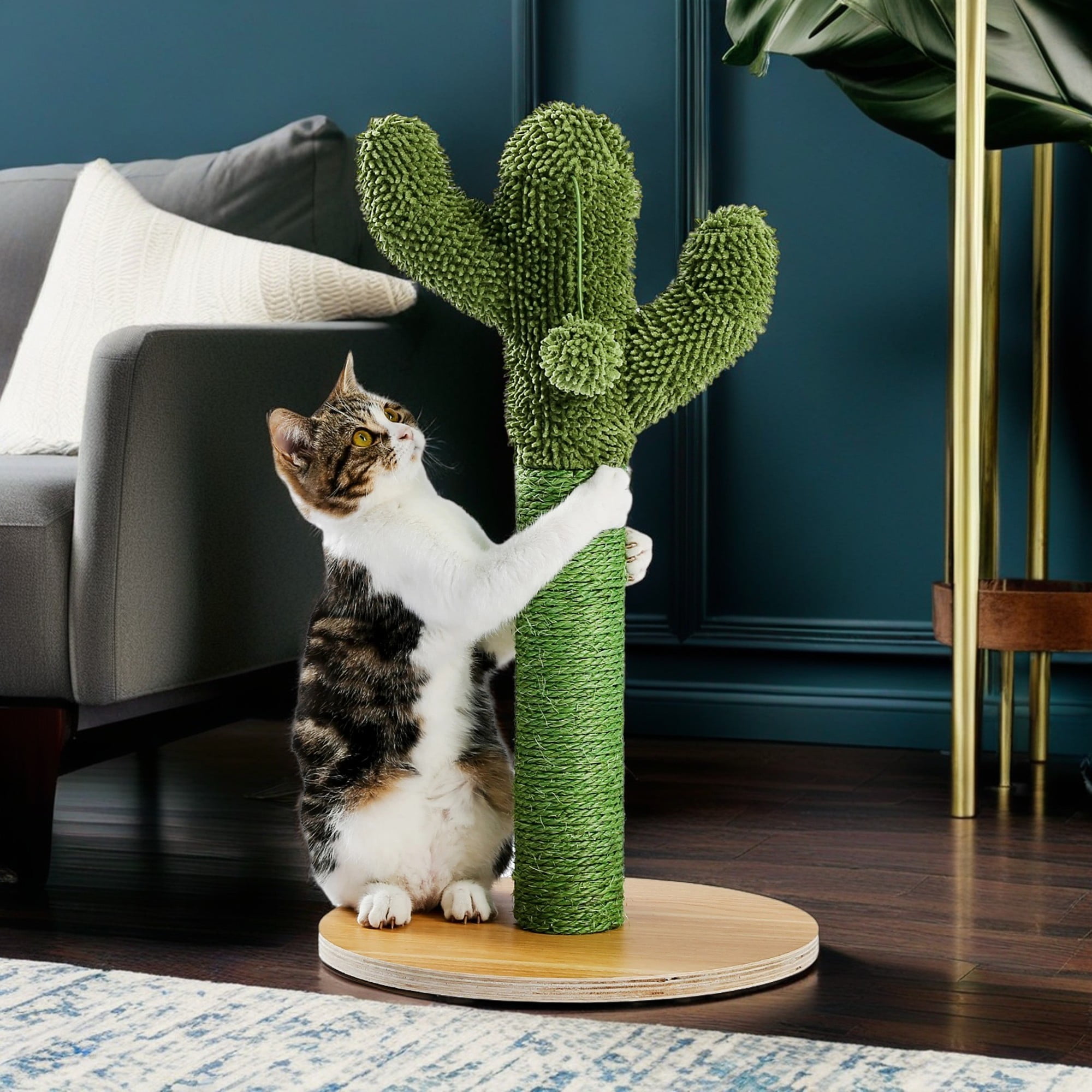 Kadyn 20" Cactus Cat Scratcher Post, Oasis Series Lovely Cat Scratching Post Cat Tree for Indoor Cats, Green