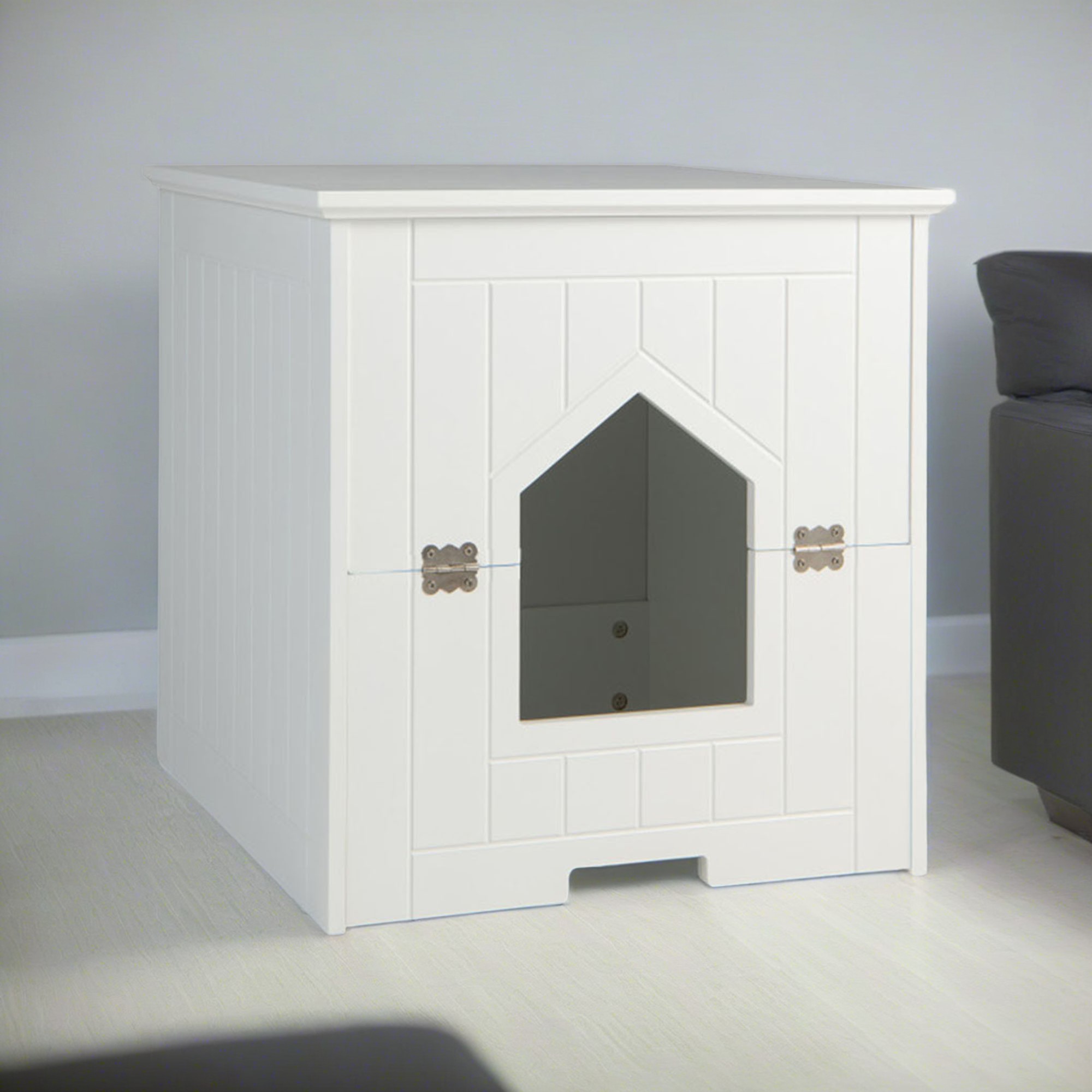 Kadyn 20" Cat Litter Box Enclosure with Flip Magnetic Half Door, Hidden Cat House Enclosed, White