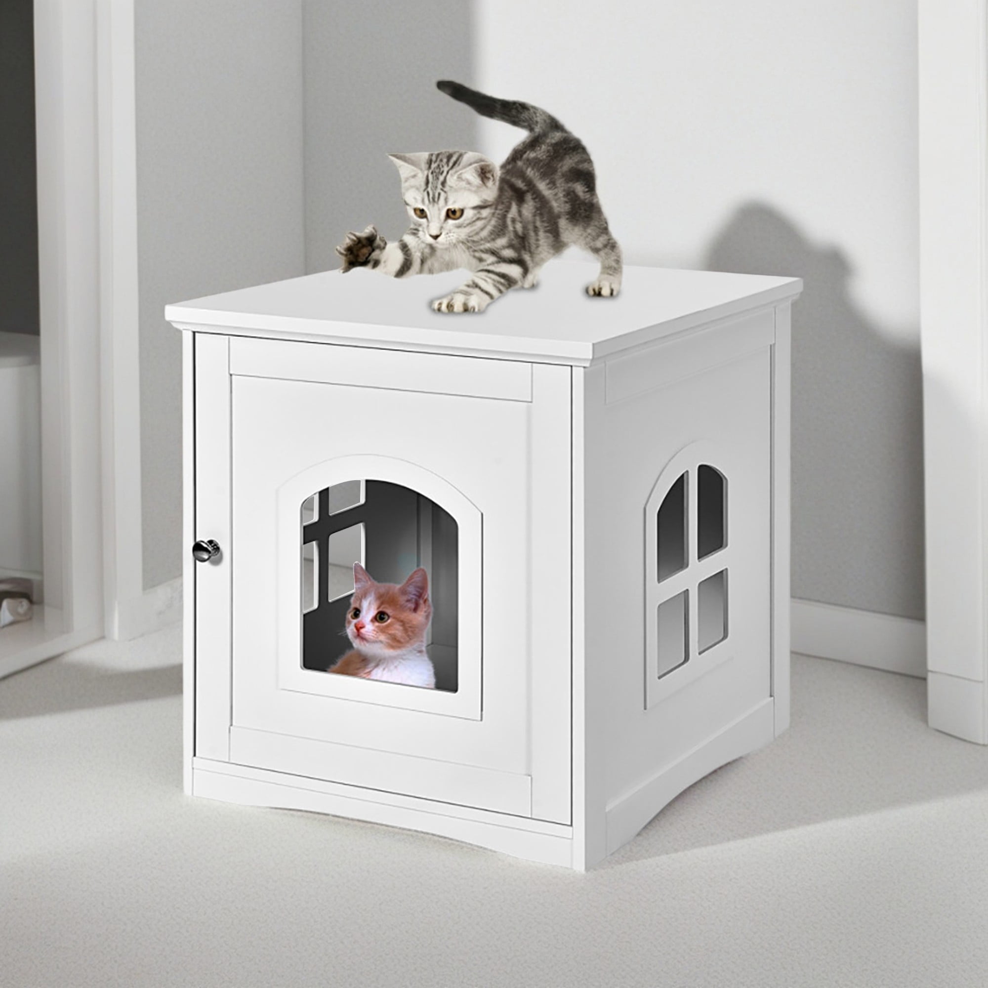 resenkos 21" Multipurpose Cat Houses Furniture, Hidden Cat Litter Boxes Enclosure, White