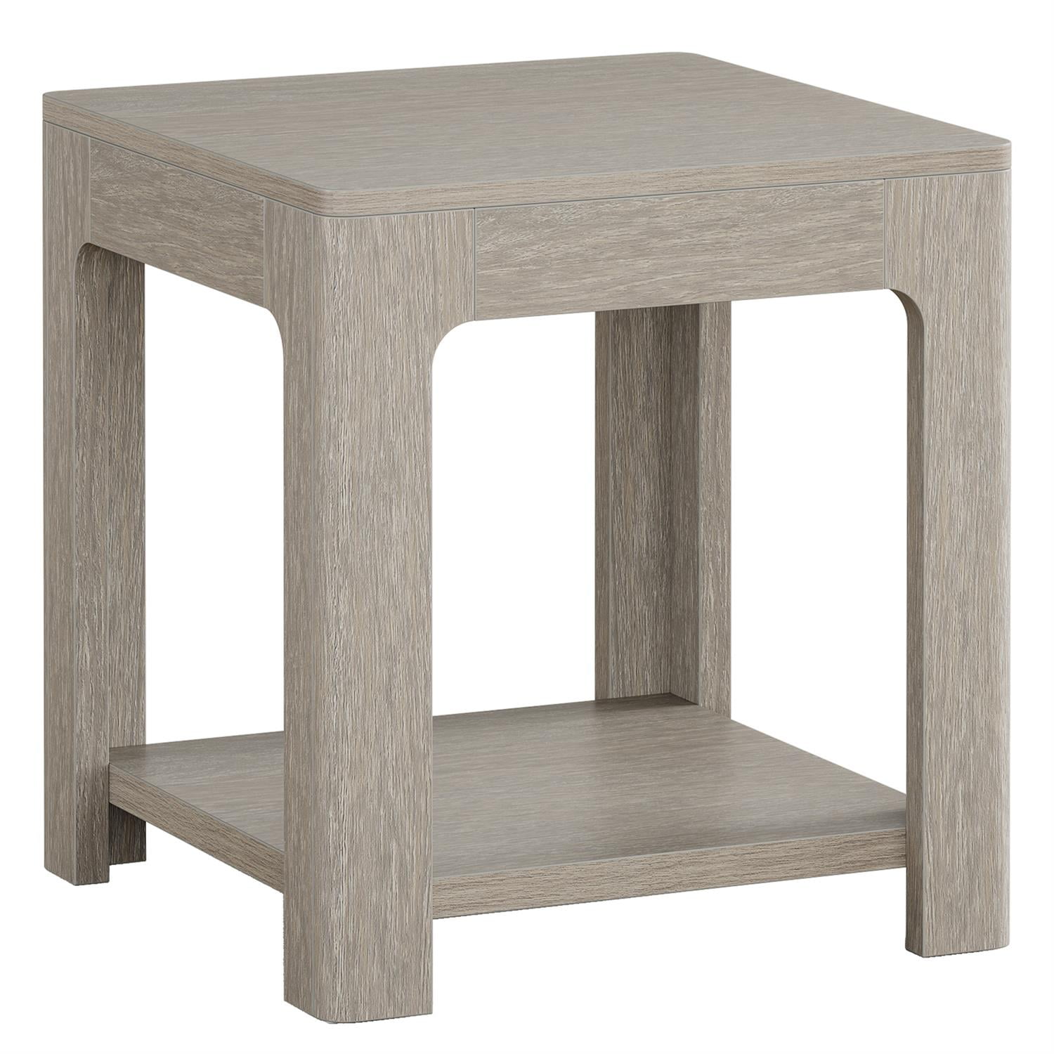 Demi Bonn 22" Modern Gray Wooden End Table, Side Table with Storage, Stylish Ottoman with Lower Shelf for Living Room, Gray
