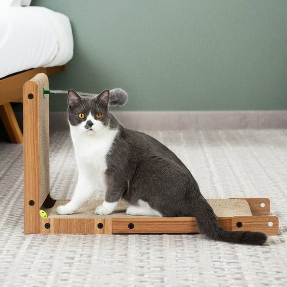 Demi Bonn 23" Cat Scratching Pads Toy for Adult Cats, Cat Scratcher Cardboard Furniture Lounge, Scratch Pad with Catnip, Cat Bed for House, Brown