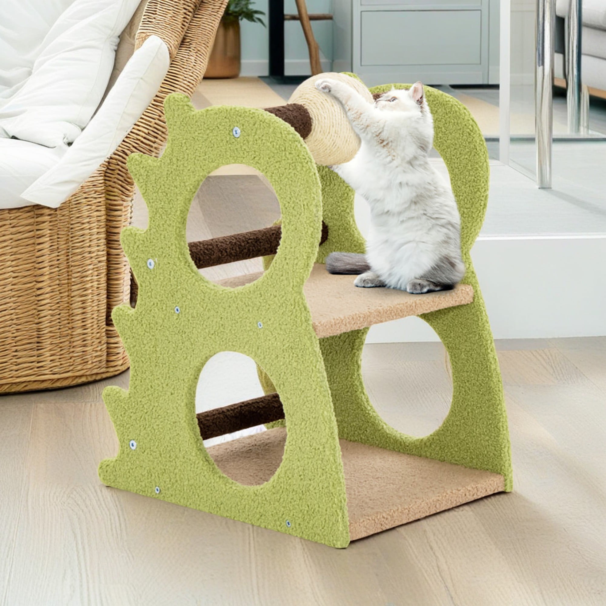 Kadyn 23" Cat Tree Tower for Indoor Cats with Rotatable Sisal Scratching Ball, Cat Condo Furniture for Kittens, Green