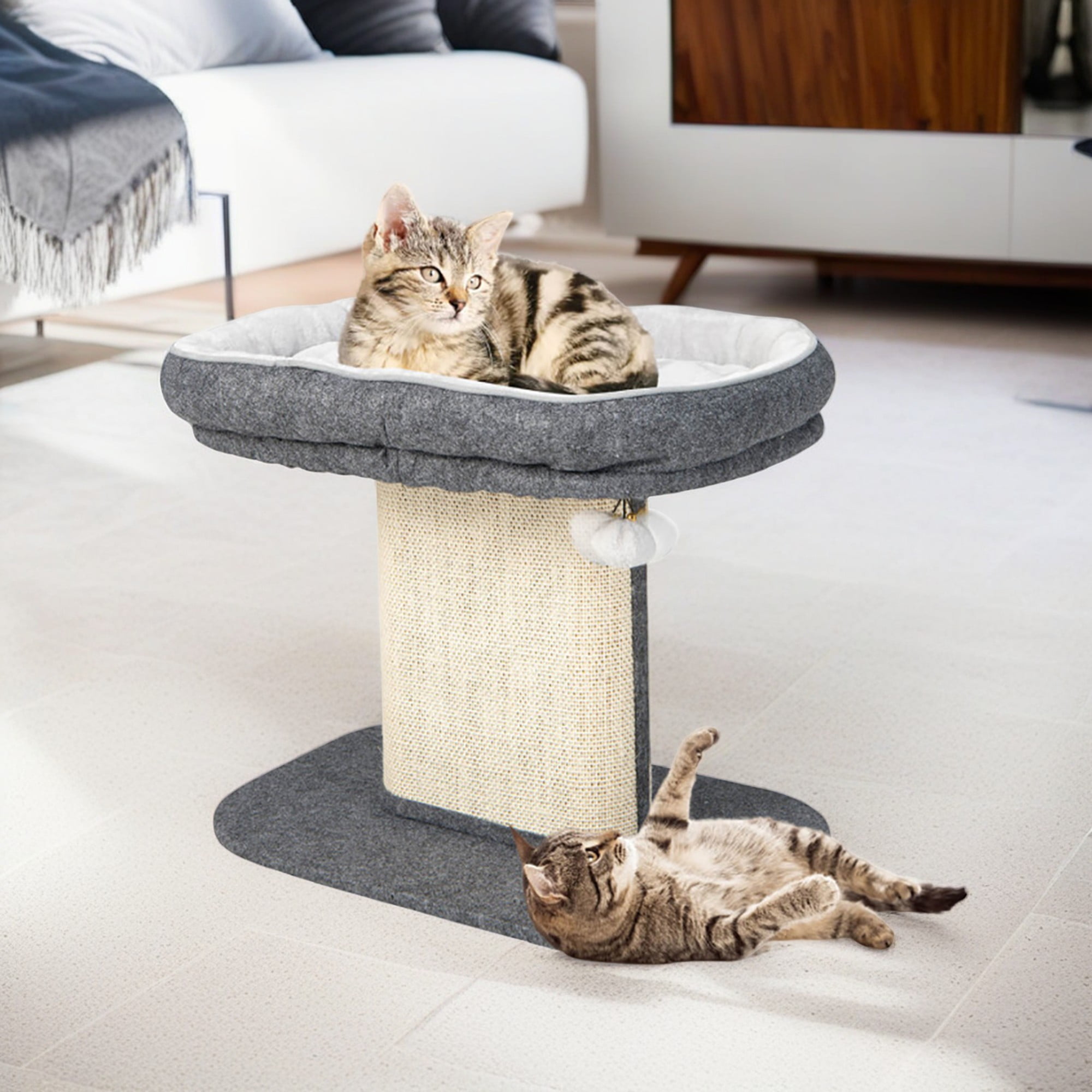 Kadyn 23" Cat Tree Tower with Cat Scratching Post, Large Plush Perch, Cat Shelter Scratcher Apartment for Kittens, Gray