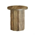 thumbnail image 1 of Demi Bonn 24" Rustic Round End Table, Textured Base Living Room Ottoman, Coffee Table for Home Decor, Brown, 1 of 4