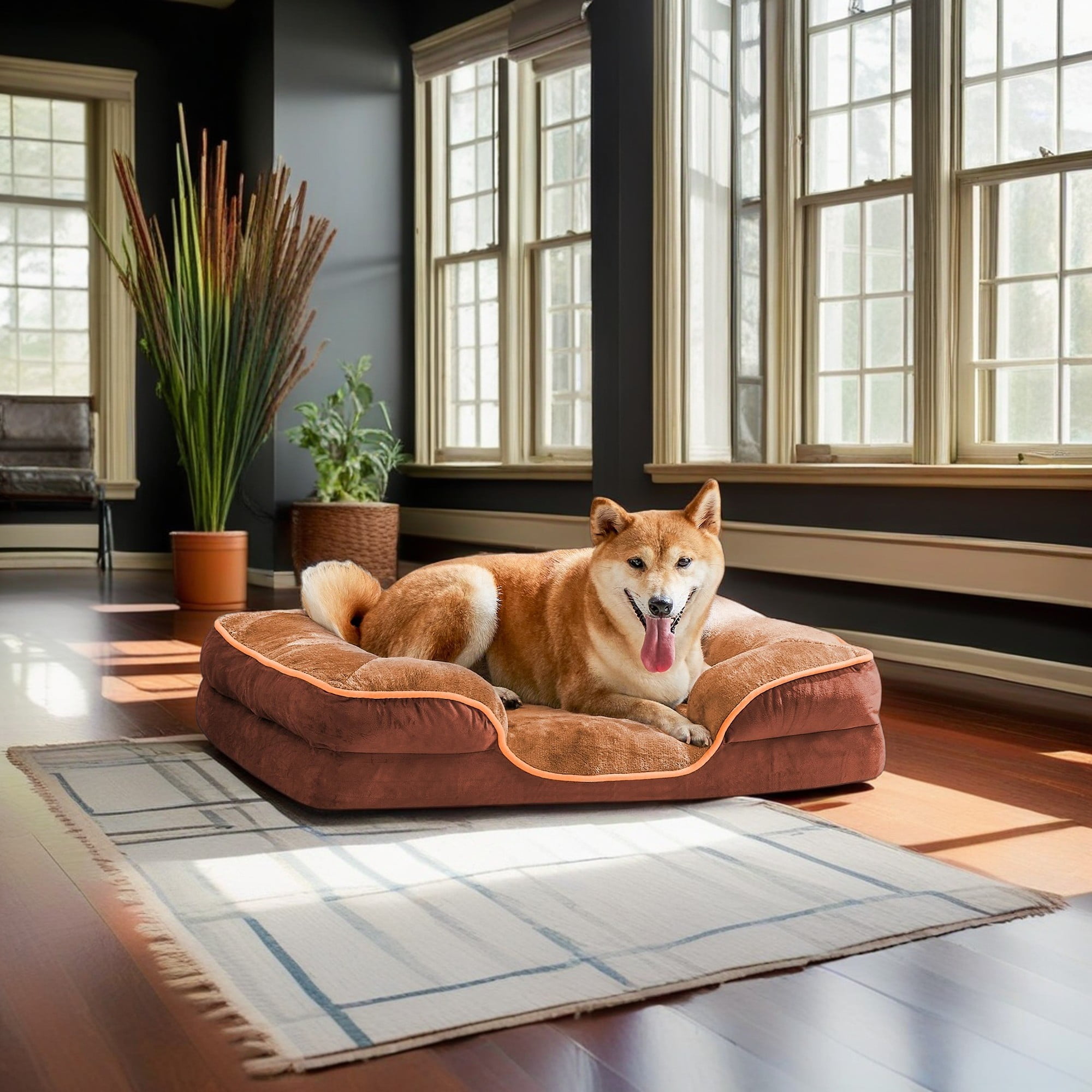 Kadyn 24"x18" Orthopedic Dog Bed for Small Dogs and Cats, Waterproof Dog Sofa Beds, Supportive Foam Pet Couch Bed with Removable Washable Cover, Brown