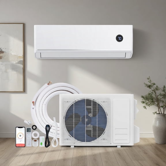 Demi Bonn 24000 BTU 18.1 SEER2 Wi-Fi Smart Mini Split AC and Heat Pump System, 208-230V, R32 Refrigerant, Alexa Compatible, 1200 sq ft Coverage, Ultra-Quiet 23 dB, White
