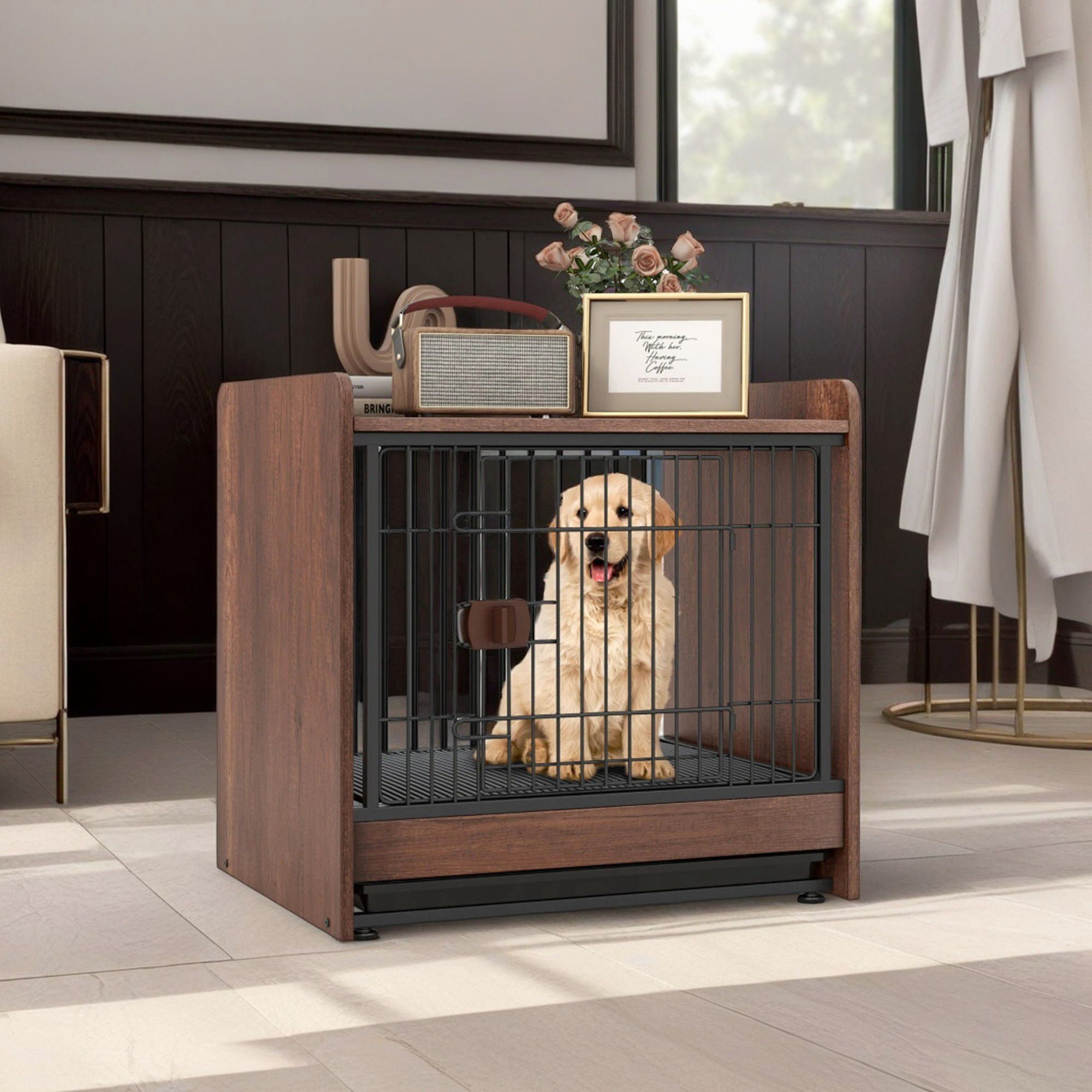 Image result for Demi Bonn 25" Wooden Dog Crate Furniture for Indoor Dogs, Dog Kennel ...