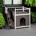 thumbnail image 1 of Demi Bonn 28" Outdoor Feral Cat House Indoor Kitty Condo with Stairs for Cats Insulated, Weatherproof Roof, Gray, 1 of 8