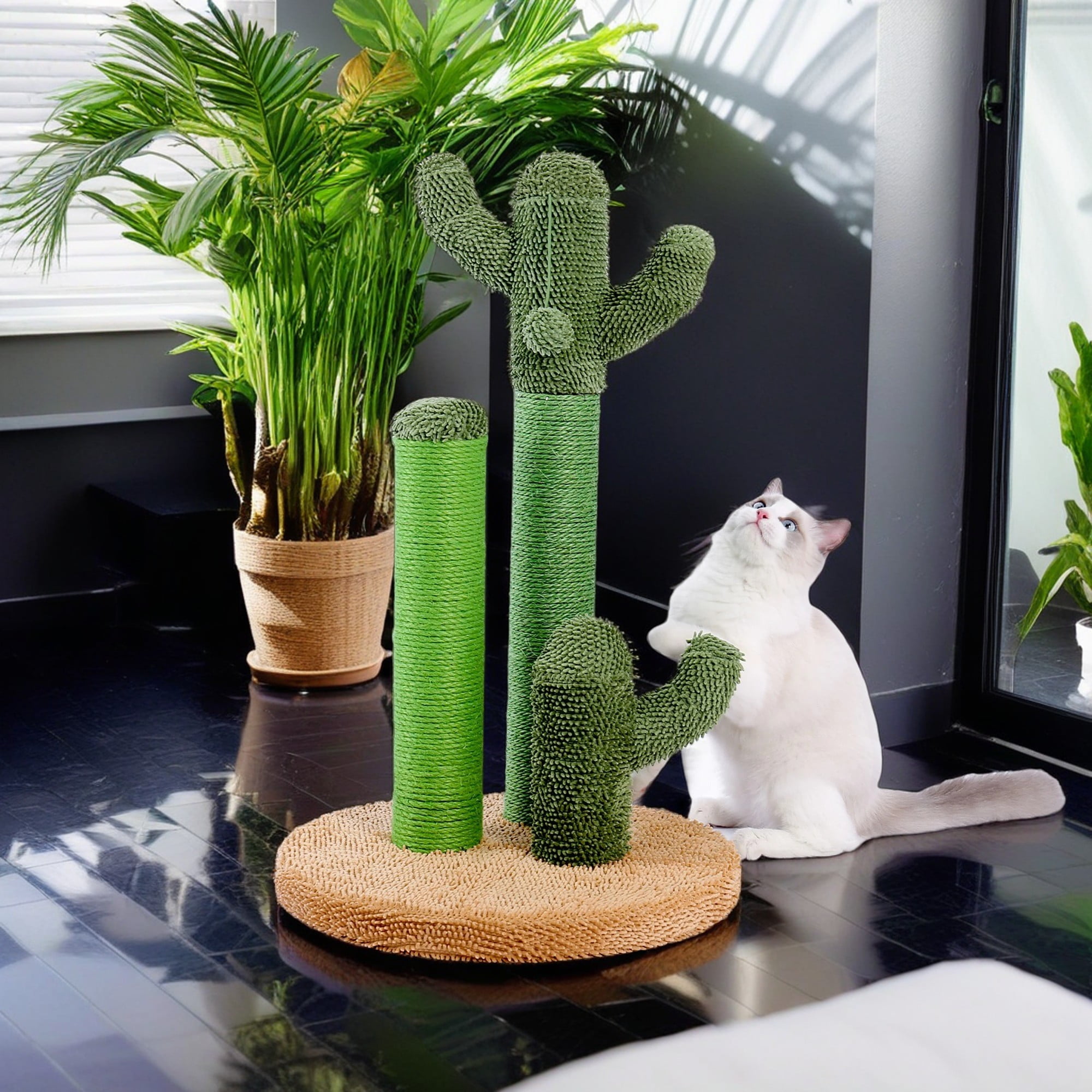 Kadyn 29" Cactus Cat Scratcher Post, Oasis Series Lovely Cat Scratching Post Cat Tree for Indoor Cats, Brown L