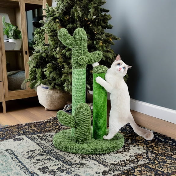 Demi Bonn 29" Cactus Cat Scratcher Post, Oasis Series Lovely Cat Scratching Post Cat Tree for Indoor Cats, Green L