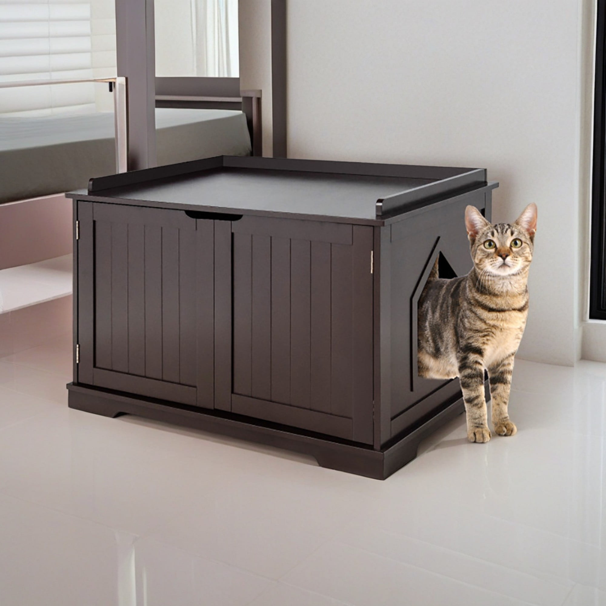 Kadyn 29" Cat Litter Box Furniture, Cat Washroom, Hidden Litter Box Cover, Dog Proof Cat Litter Boxes Enclosure, Cat House, Brown