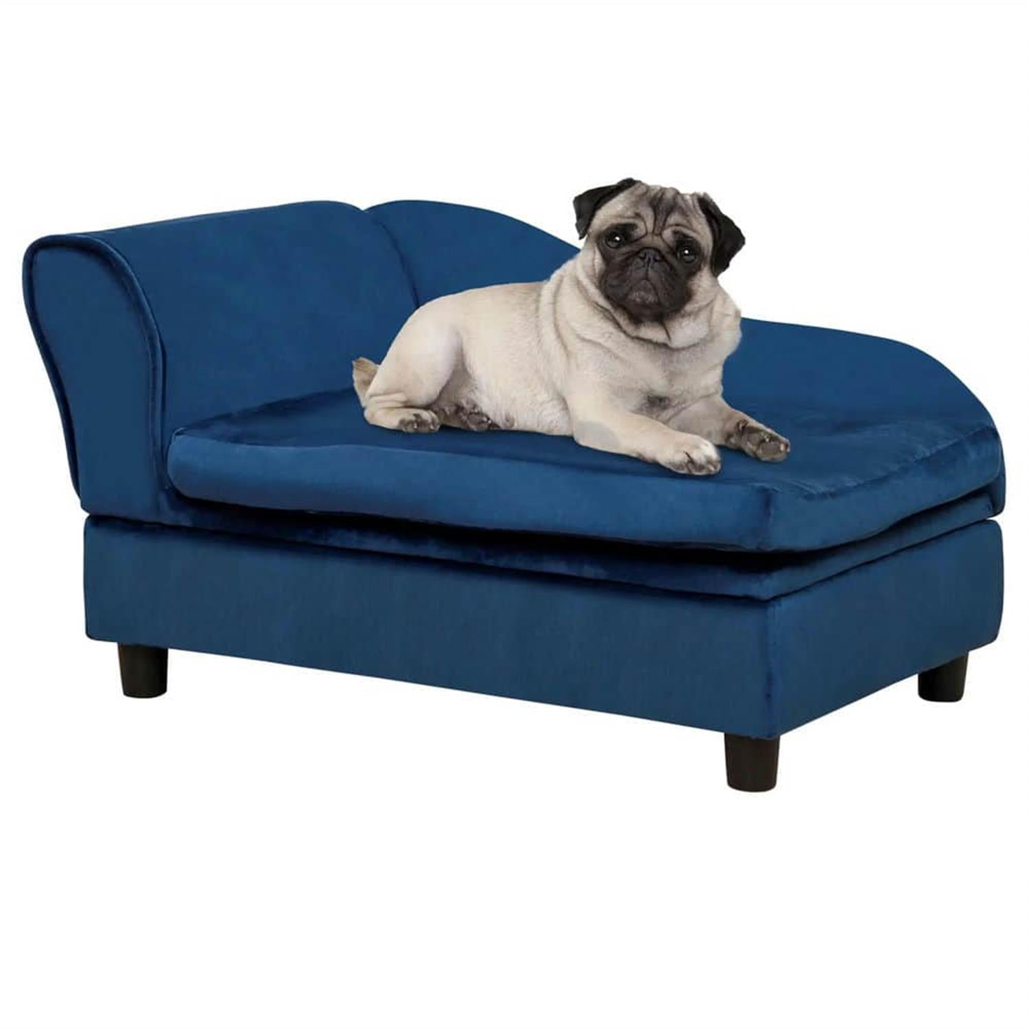 resenkos 29" Ultra Comfortable Pet Sofa Bed Couch with Storage, Pet Couch for Cats and Small Dogs, Cozy Sofa for Pups, Blue