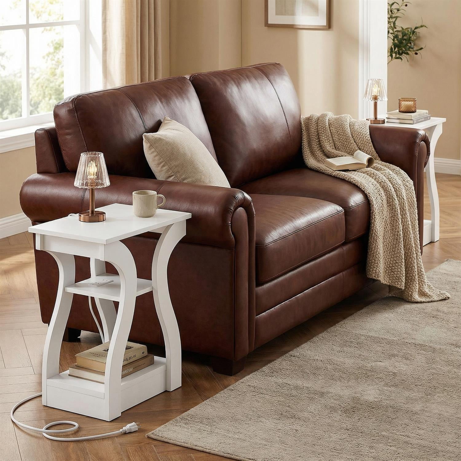 Demi Bonn 3-Tier End Table Set of 2 with Charging Station, USB Outlets ...