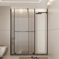 thumbnail image 1 of Demi Bonn 30"-60"W x 72"H Sliding Glass Shower Door, Dual Usage Walk-in Screen, 1/4 Inch Clear Panel with Black Stainless Steel Handle and Support Bar, Black, 1 of 8