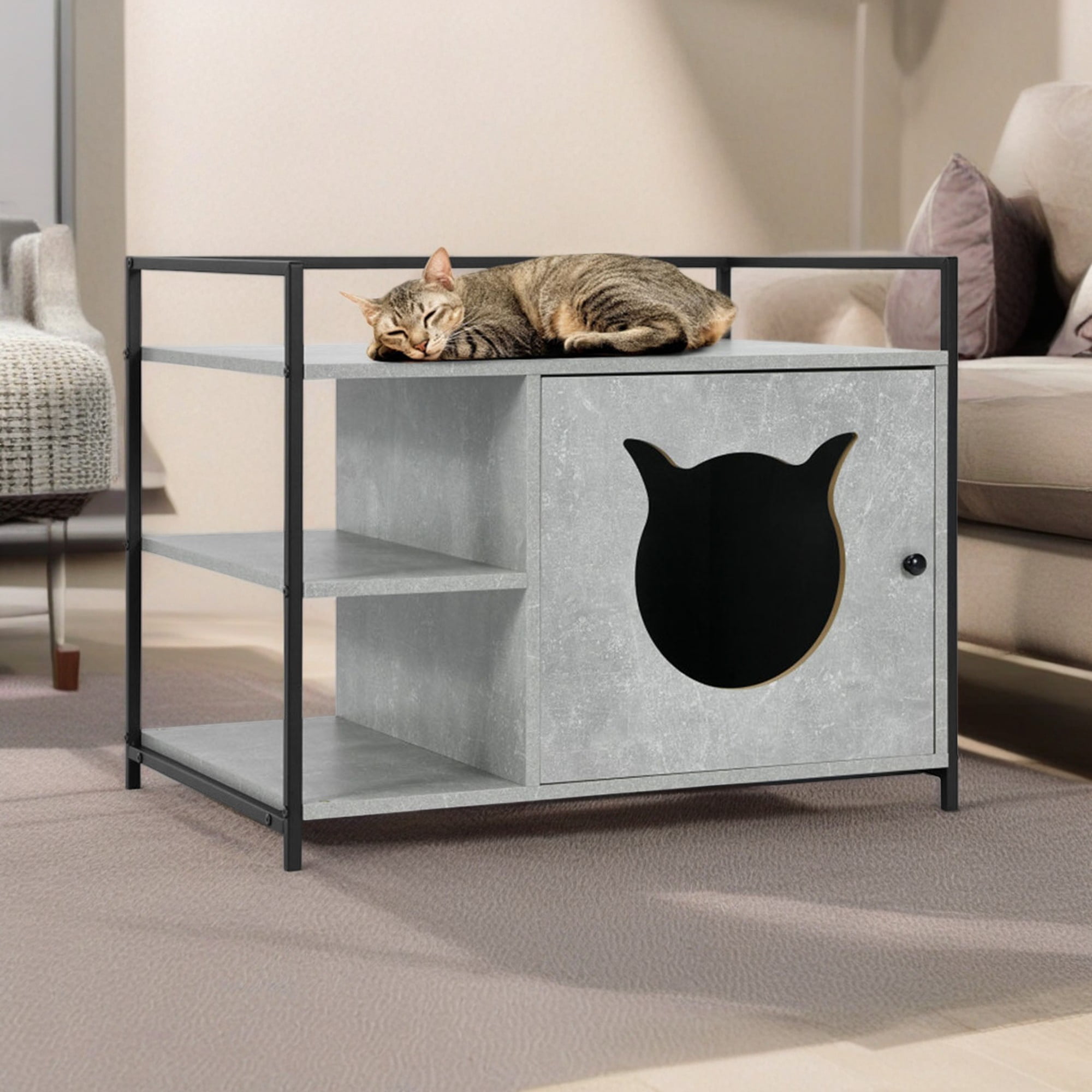 Demi Bonn 30" Hidden Cat Litter Box Enclosed Furniture, Indoor Wood Cat