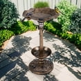 thumbnail image 1 of Demi Bonn 30" Outdoor Garden Bird Bath with Solar Light, Weather Resistant Pedestal, Backyard Bird Feeder and Flower Planter, Brown, 1 of 9