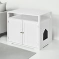 thumbnail image 1 of Demi Bonn 31" Cat Litter Box Enclosure Furniture, Cat Litter Box Cabinet Hidden with Storage Shelf, Cat House with Doors and Divider, White, 1 of 8