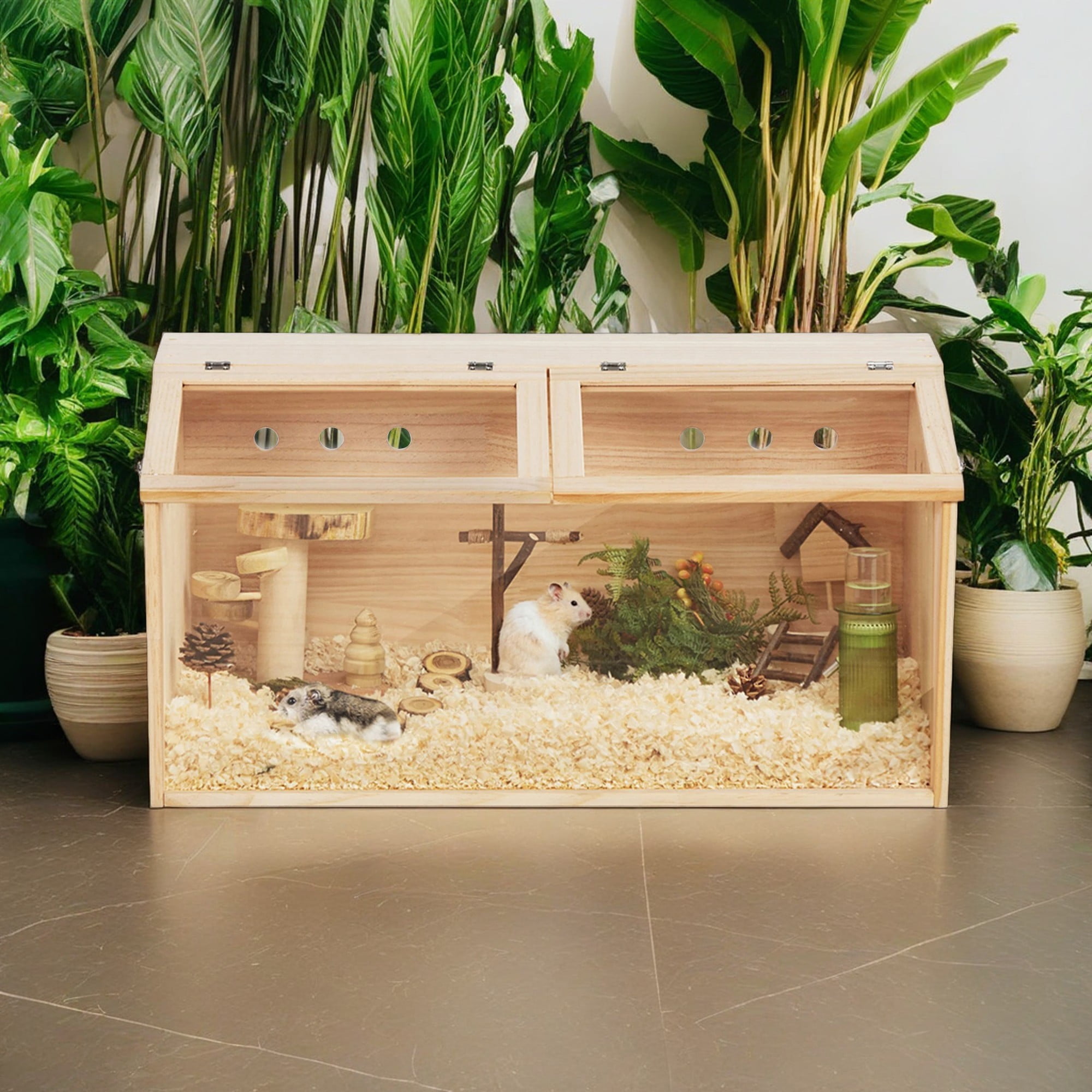 resenkos 31" Guinea Pig Cage Hamster Pet Cages for Small Animals Hutch House (Decoration in cages not included), Beige